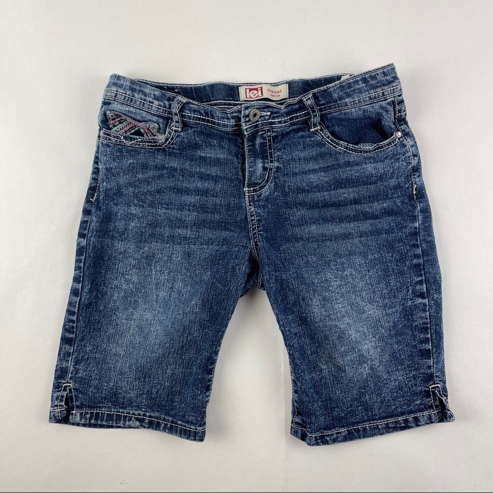 Lei Jean Shorts Girls 14 Chelsea Lowrise Blue Denim